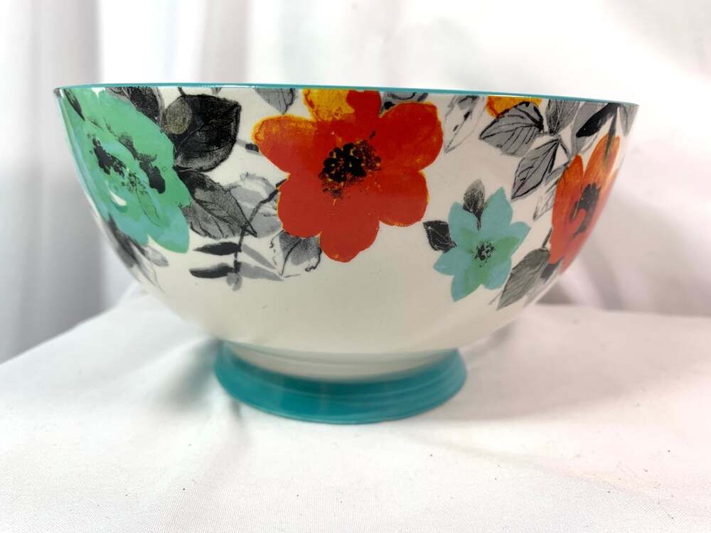 Pioneer Woman six inch bowl flowers and teal
